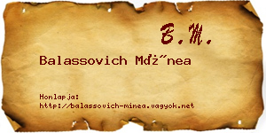 Balassovich Mínea névjegykártya